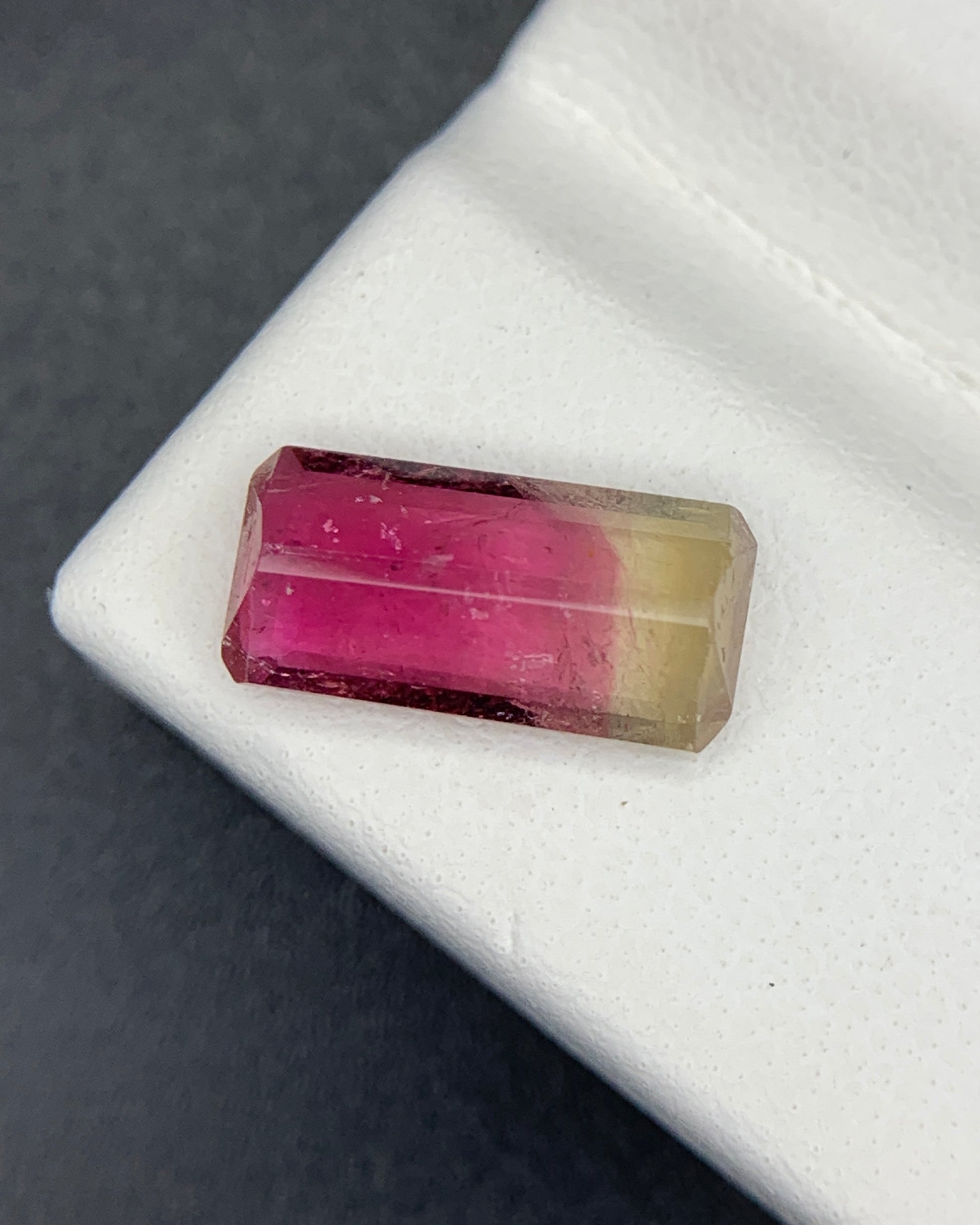 Natural Bi Color Tourmaline 1.59 Carat 10.8x5.2 MM Baguette Shape Faceted Gemstone 