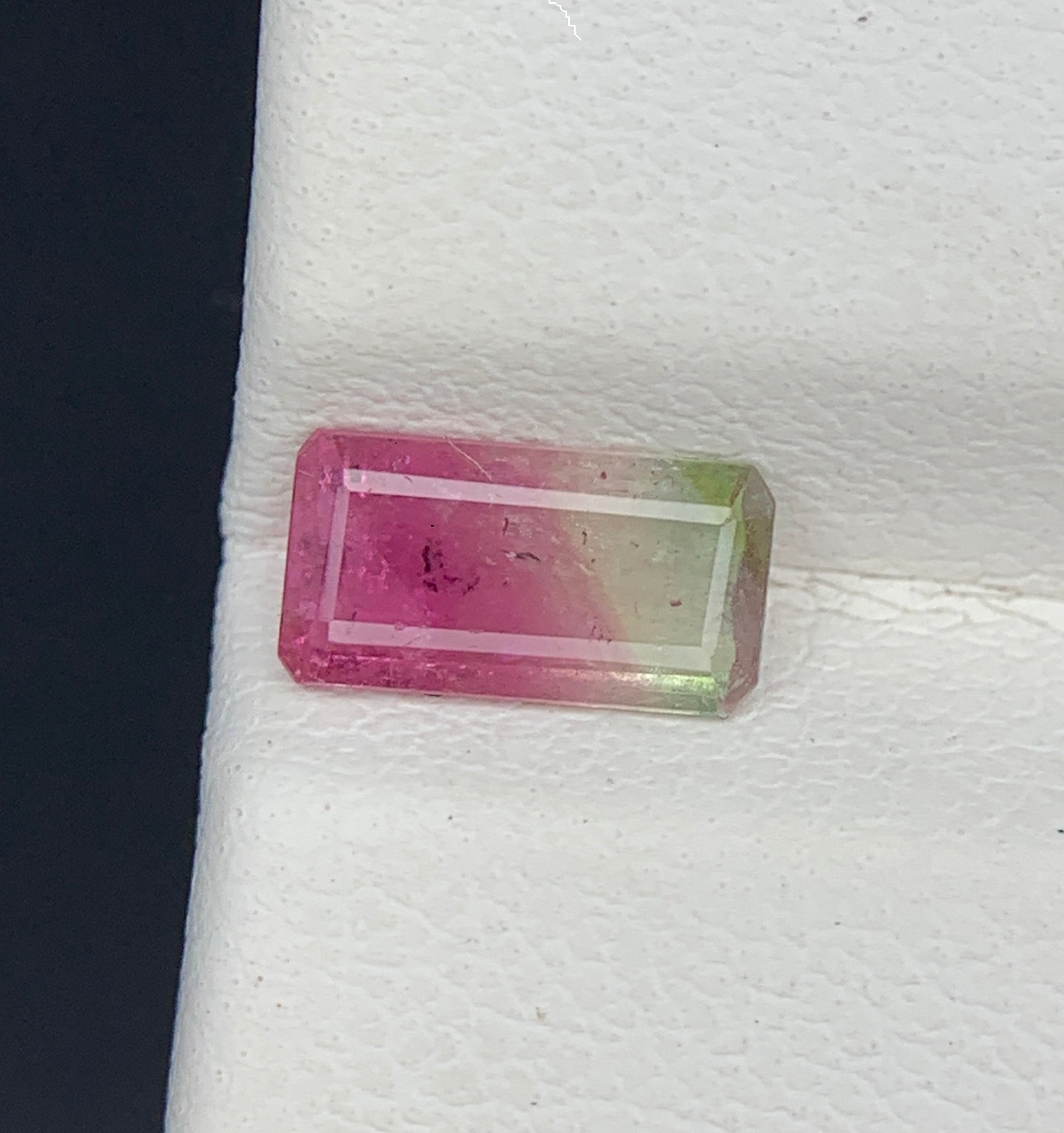 Natural Bi Color Tourmaline 0.66 Carat 7.7x4.1 MM Baguette Shape Faceted Gemstone 