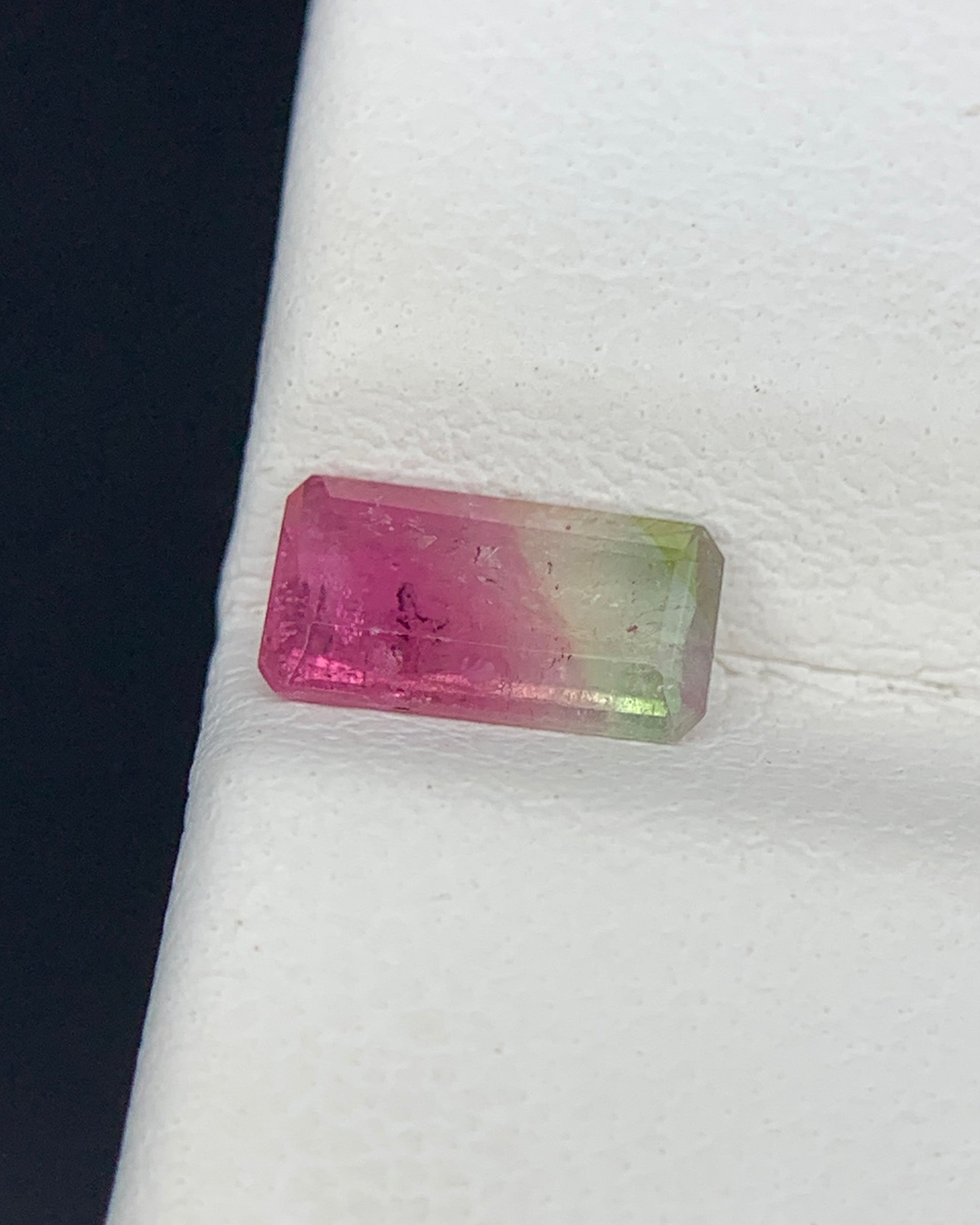 Natural Bi Color Tourmaline 0.66 Carat 7.7x4.1 MM Baguette Shape Faceted Gemstone 