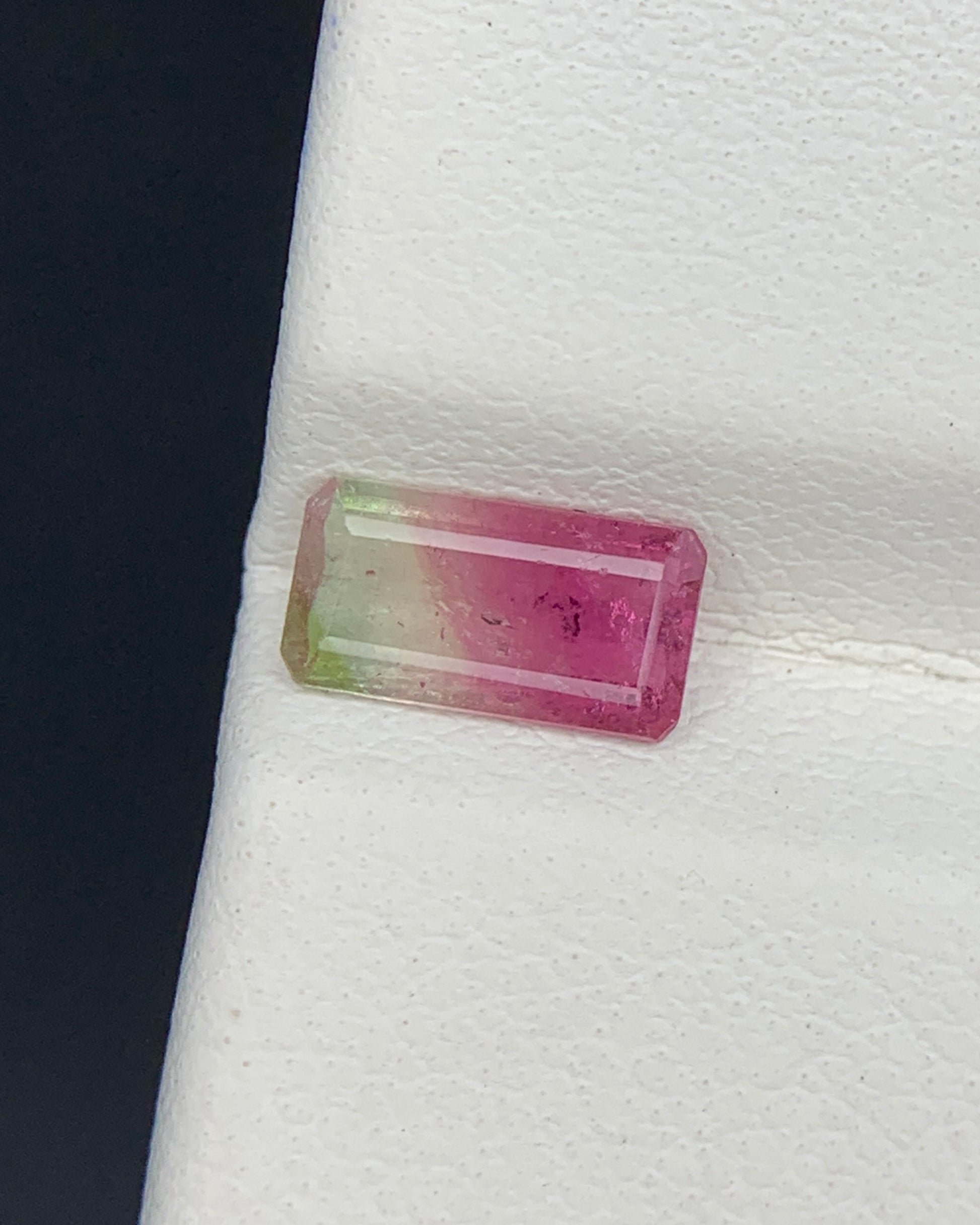Natural Bi Color Tourmaline 0.66 Carat 7.7x4.1 MM Baguette Shape Faceted Gemstone 
