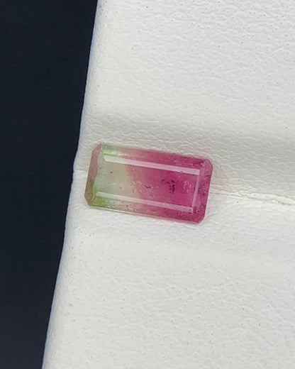 Natural Bi Color Tourmaline 0.66 Carat 7.7x4.1 MM Baguette Shape Faceted Gemstone 