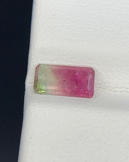 Natural Bi Color Tourmaline 0.66 Carat 7.7x4.1 MM Baguette Shape Faceted Gemstone 