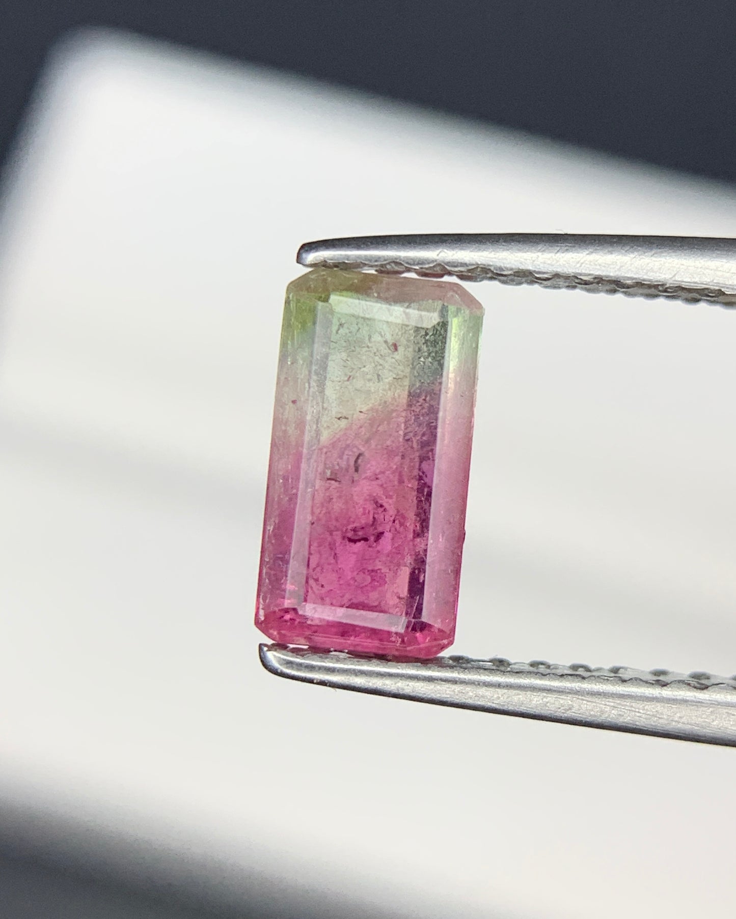 Natural Bi Color Tourmaline 0.66 Carat 7.7x4.1 MM Baguette Shape Faceted Gemstone 