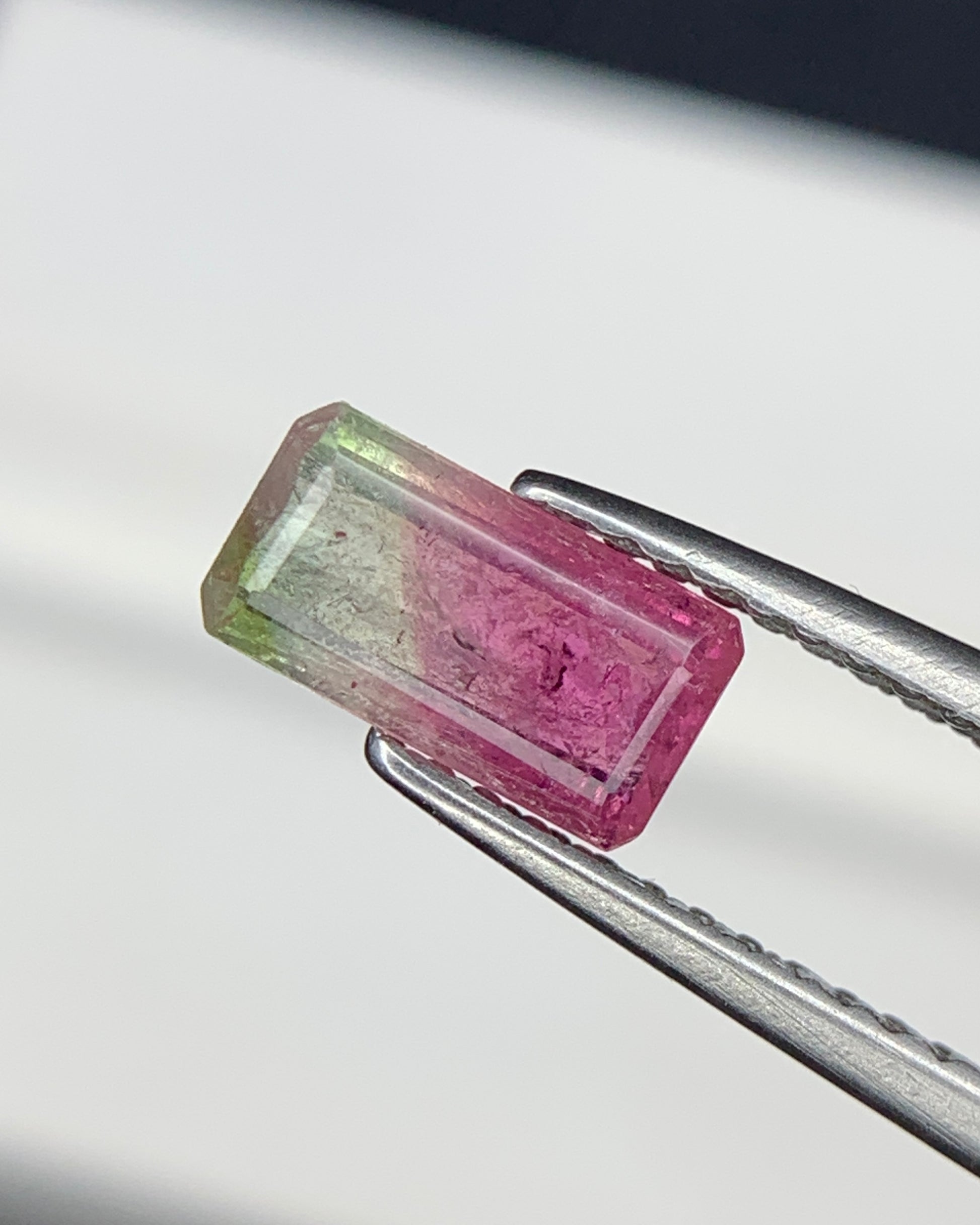 Natural Bi Color Tourmaline 0.66 Carat 7.7x4.1 MM Baguette Shape Faceted Gemstone 