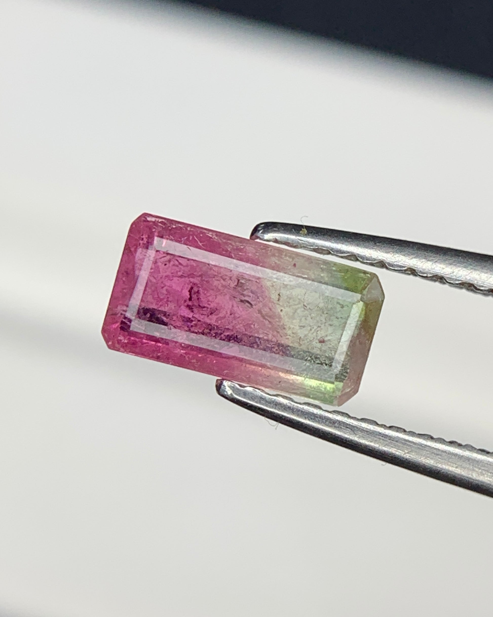 Natural Bi Color Tourmaline 0.66 Carat 7.7x4.1 MM Baguette Shape Faceted Gemstone 