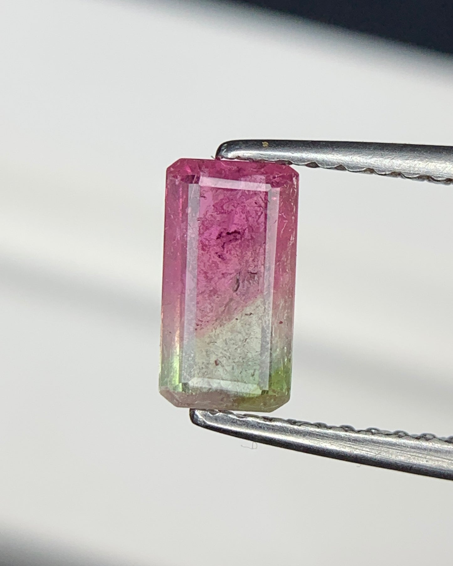 Natural Bi Color Tourmaline 0.66 Carat 7.7x4.1 MM Baguette Shape Faceted Gemstone 