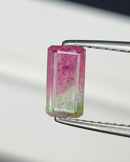 Natural Bi Color Tourmaline 0.66 Carat 7.7x4.1 MM Baguette Shape Faceted Gemstone 