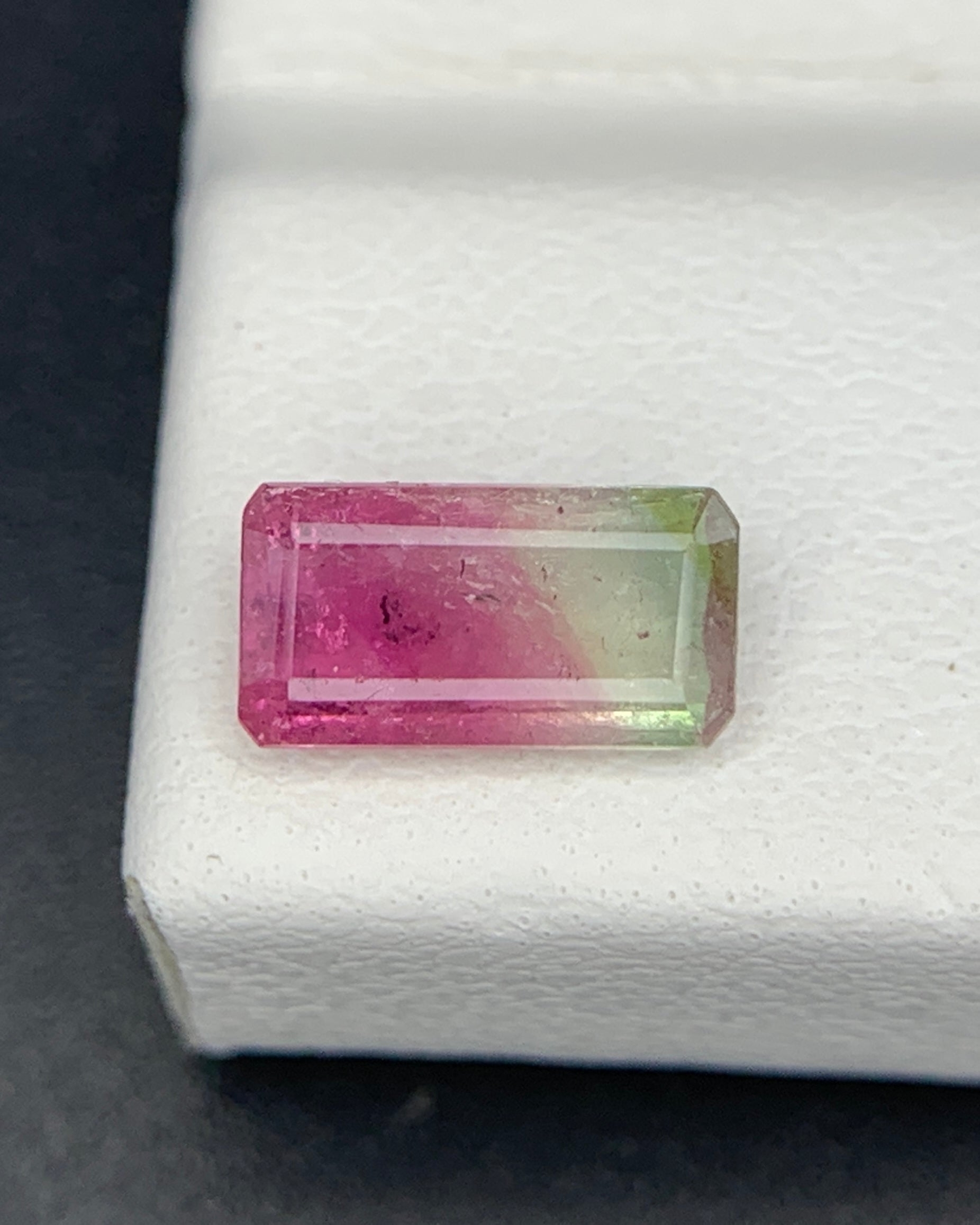Natural Bi Color Tourmaline 0.66 Carat 7.7x4.1 MM Baguette Shape Faceted Gemstone 
