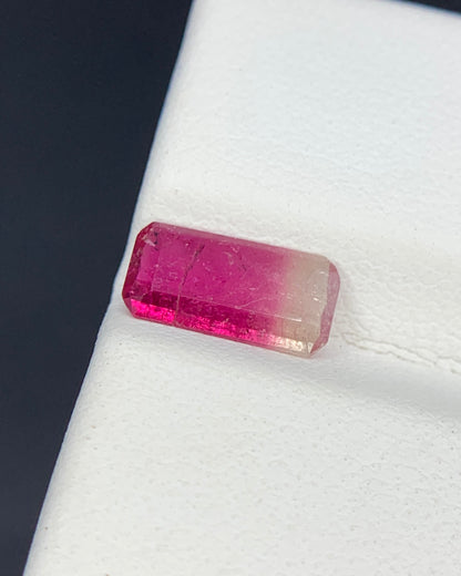 Natural Bi Color Tourmaline 0.84 Carat 9.5x4.8 MM Baguette Shape Faceted Gemstone 