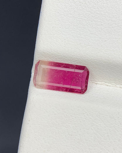 Natural Bi Color Tourmaline 0.84 Carat 9.5x4.8 MM Baguette Shape Faceted Gemstone 