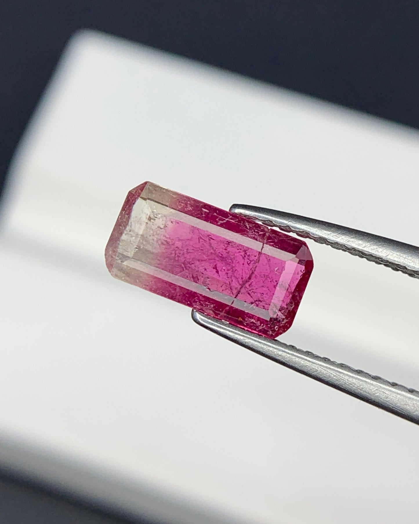 Natural Bi Color Tourmaline 0.84 Carat 9.5x4.8 MM Baguette Shape Faceted Gemstone 