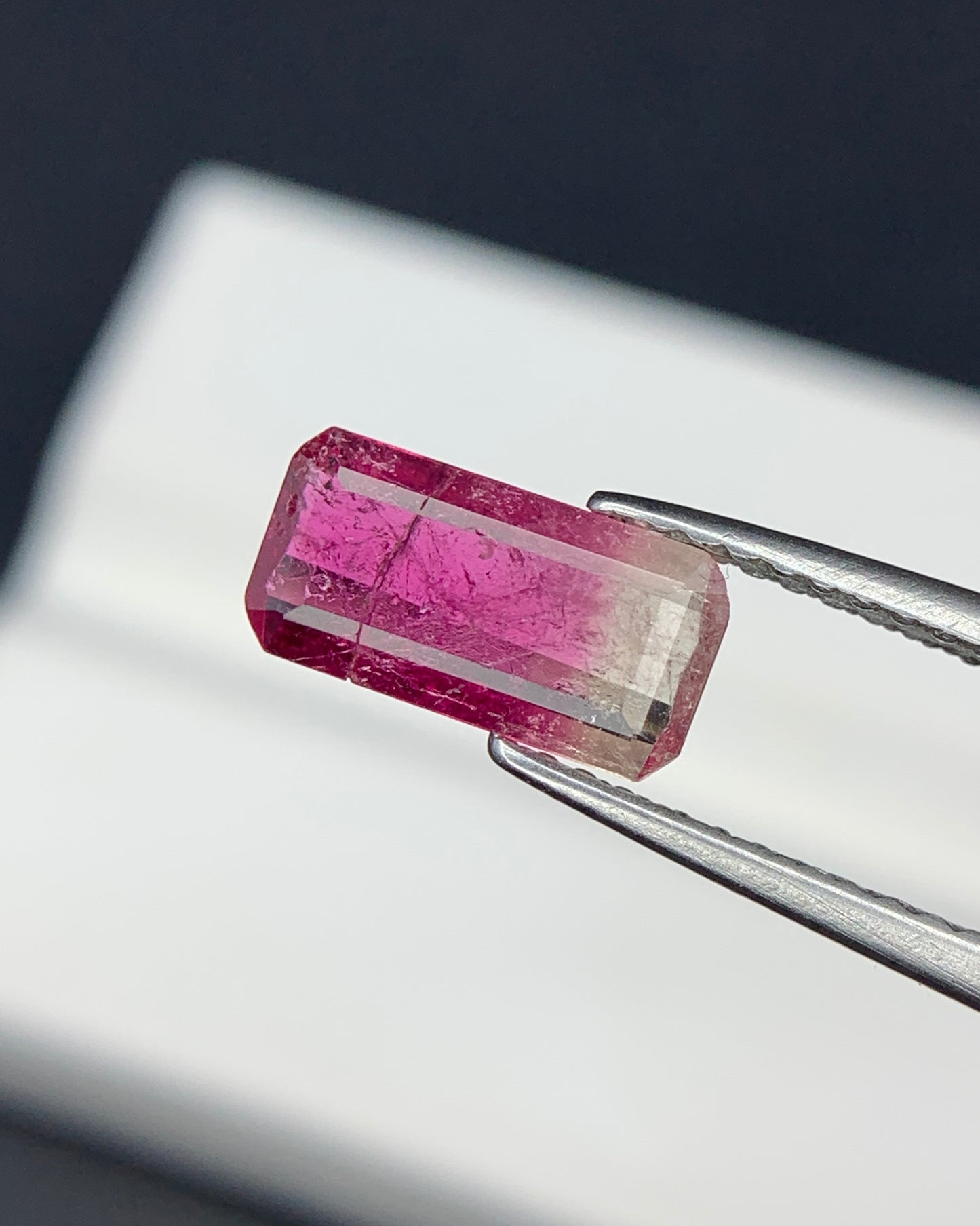 Natural Bi Color Tourmaline 0.84 Carat 9.5x4.8 MM Baguette Shape Faceted Gemstone 