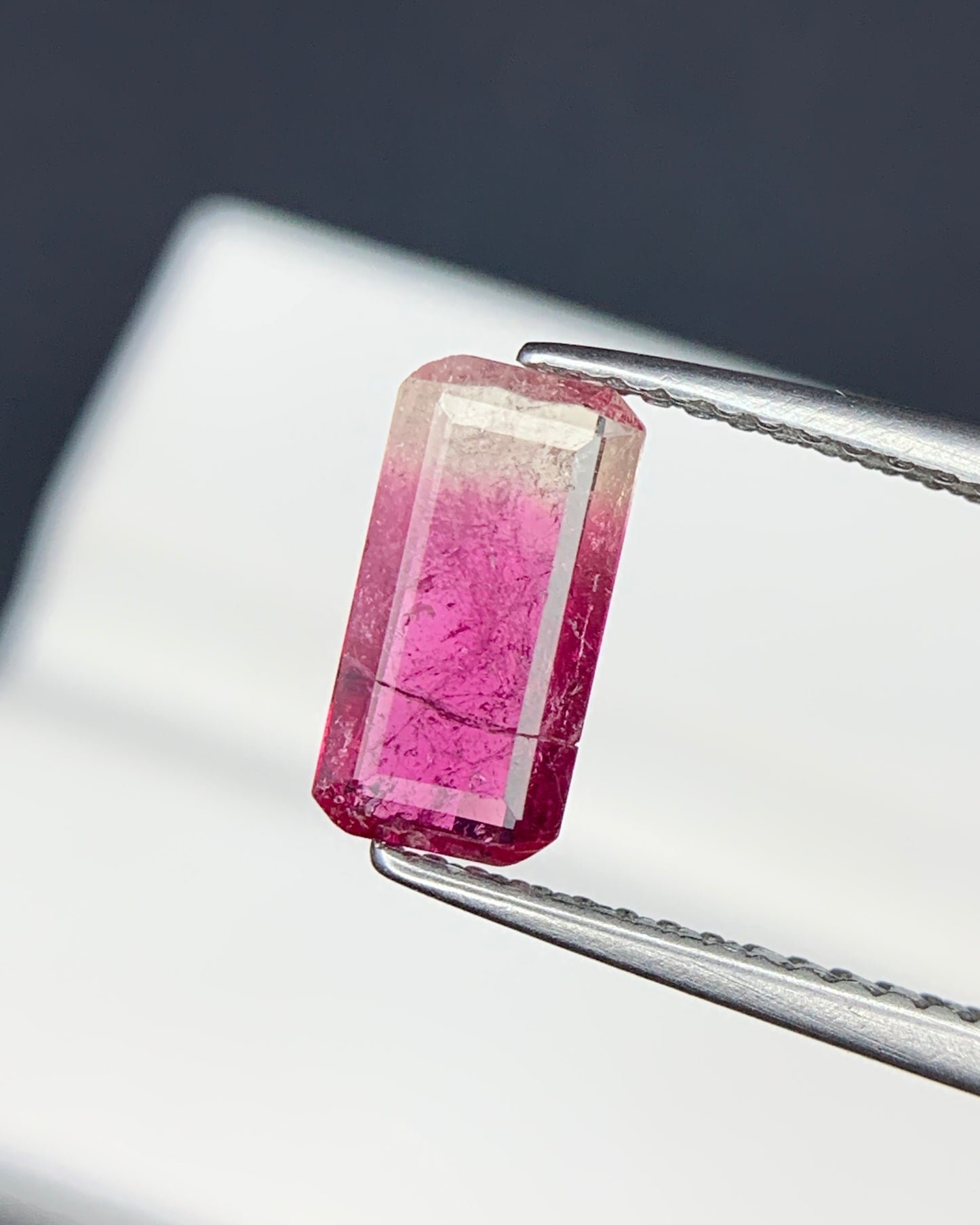 Natural Bi Color Tourmaline 0.84 Carat 9.5x4.8 MM Baguette Shape Faceted Gemstone 