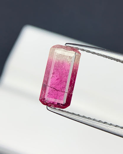 Natural Bi Color Tourmaline 0.84 Carat 9.5x4.8 MM Baguette Shape Faceted Gemstone 