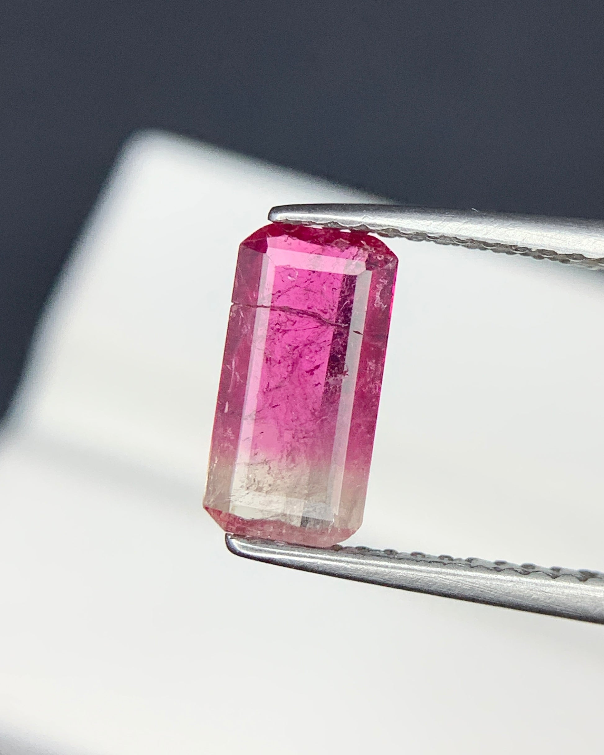 Natural Bi Color Tourmaline 0.84 Carat 9.5x4.8 MM Baguette Shape Faceted Gemstone 