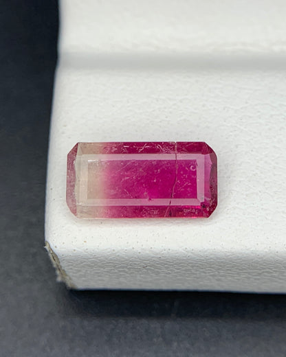 Natural Bi Color Tourmaline 0.84 Carat 9.5x4.8 MM Baguette Shape Faceted Gemstone 