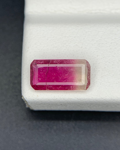 Natural Bi Color Tourmaline 0.84 Carat 9.5x4.8 MM Baguette Shape Faceted Gemstone 