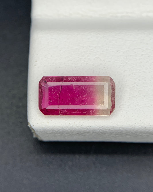 Natural Bi Color Tourmaline 0.84 Carat 9.5x4.8 MM Baguette Shape Faceted Gemstone 
