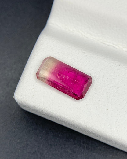Natural Bi Color Tourmaline 0.84 Carat 9.5x4.8 MM Baguette Shape Faceted Gemstone 