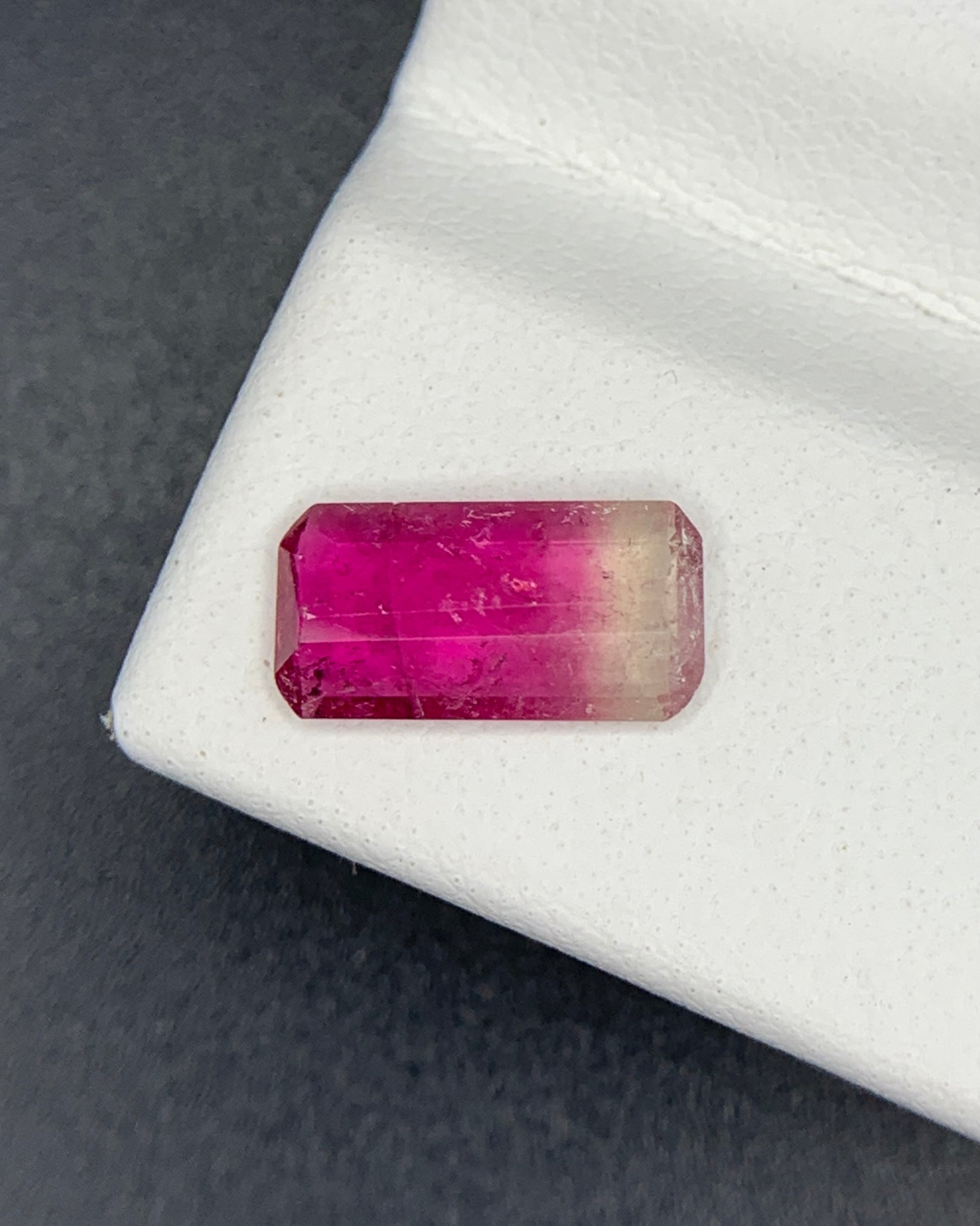 Natural Bi Color Tourmaline 0.84 Carat 9.5x4.8 MM Baguette Shape Faceted Gemstone 