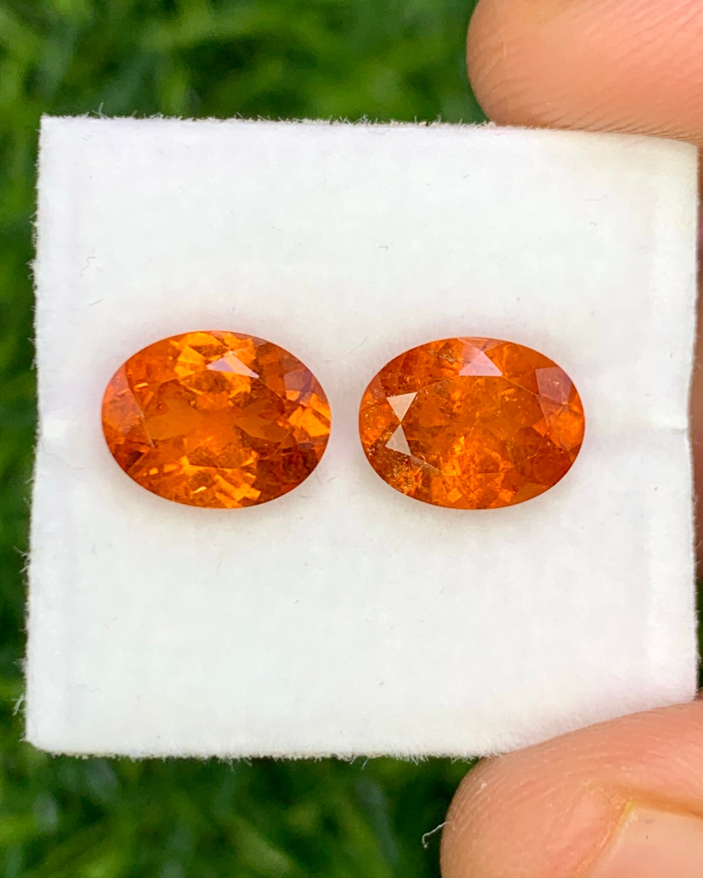 Natural Spessartite Garnet Lot 4.25 Carat 8.5x6.5 MM Oval Shape Faceted Gemstone 2 Piece Lot