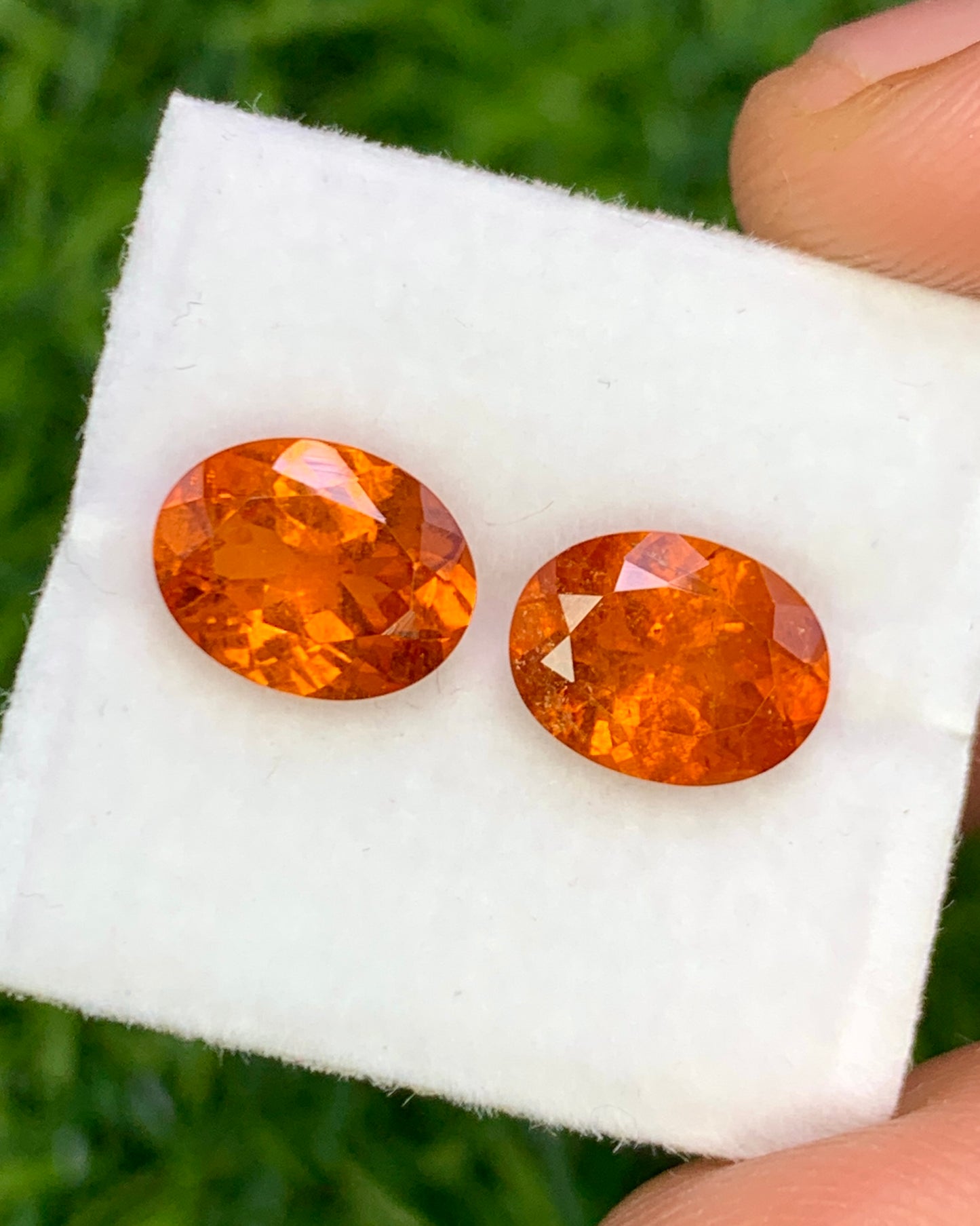 Natural Spessartite Garnet Lot 4.25 Carat 8.5x6.5 MM Oval Shape Faceted Gemstone 2 Piece Lot