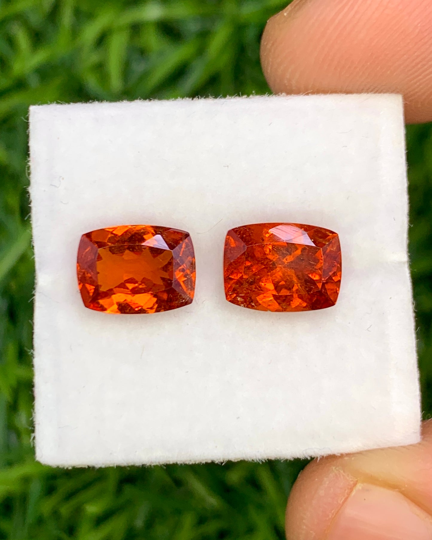 Natural Spessartite Garnet 3.99 Carat 8x6 MM Cushion Shape Faceted Gemstone Orange Garnet 2 Piece Lot