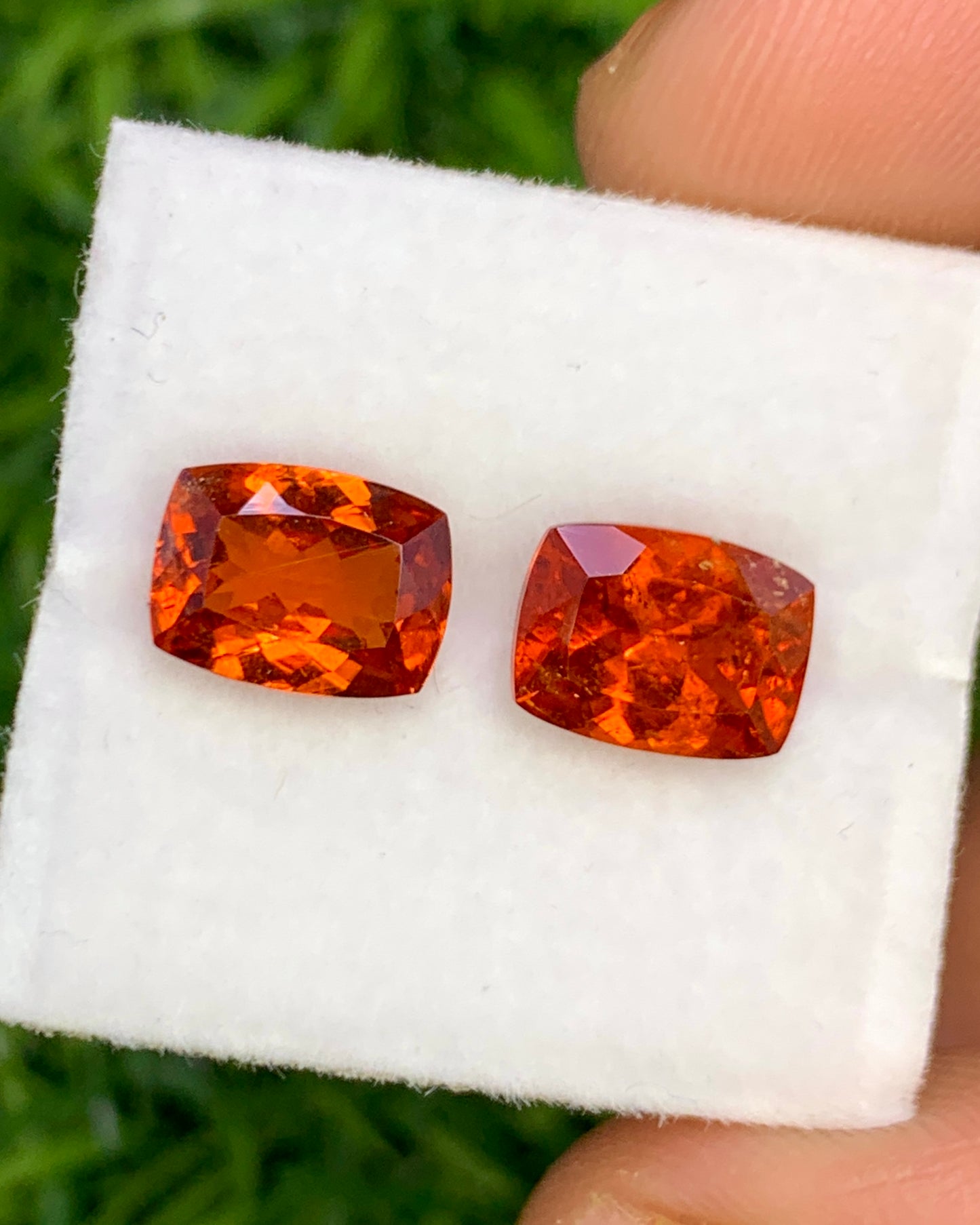 Natural Spessartite Garnet 3.99 Carat 8x6 MM Cushion Shape Faceted Gemstone Orange Garnet 2 Piece Lot