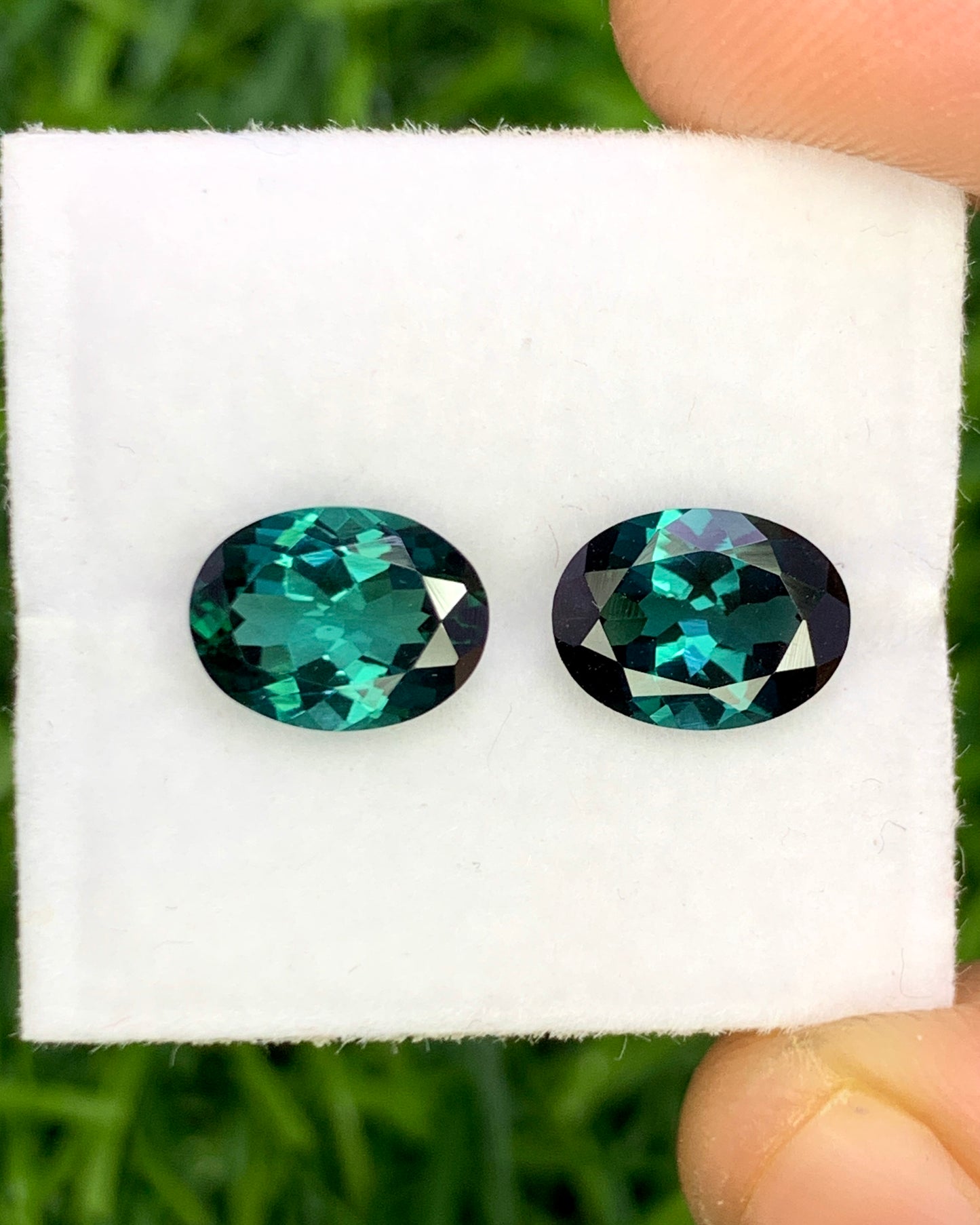 Natural Indicolite Tourmaline Pair 2.36 Carat 8x6 MM Oval Shape Faceted Gemstone Pair