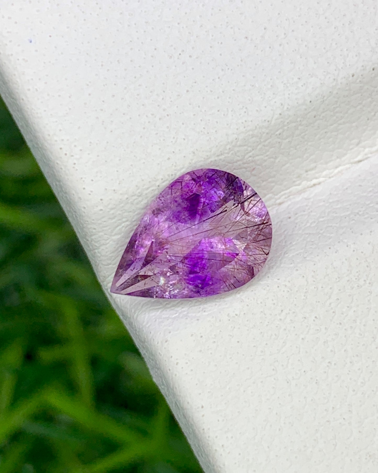 Natural Super Seven 1.29 Carat 9.3x6.6 MM Pear Shape Faceted Gemstone with 7 Crystals Healing Stone Seven Chakra Melody Stone