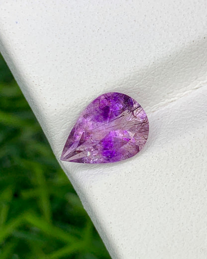 Natural Super Seven 1.29 Carat 9.3x6.6 MM Pear Shape Faceted Gemstone with 7 Crystals Healing Stone Seven Chakra Melody Stone