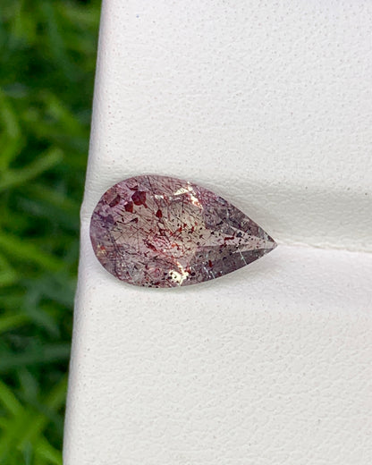 Natural Super Seven 1.75 Carat 11.9x7.1 MM Pear Shape Faceted Gemstone with 7 Crystals Healing Stone Seven Chakra Melody Stone