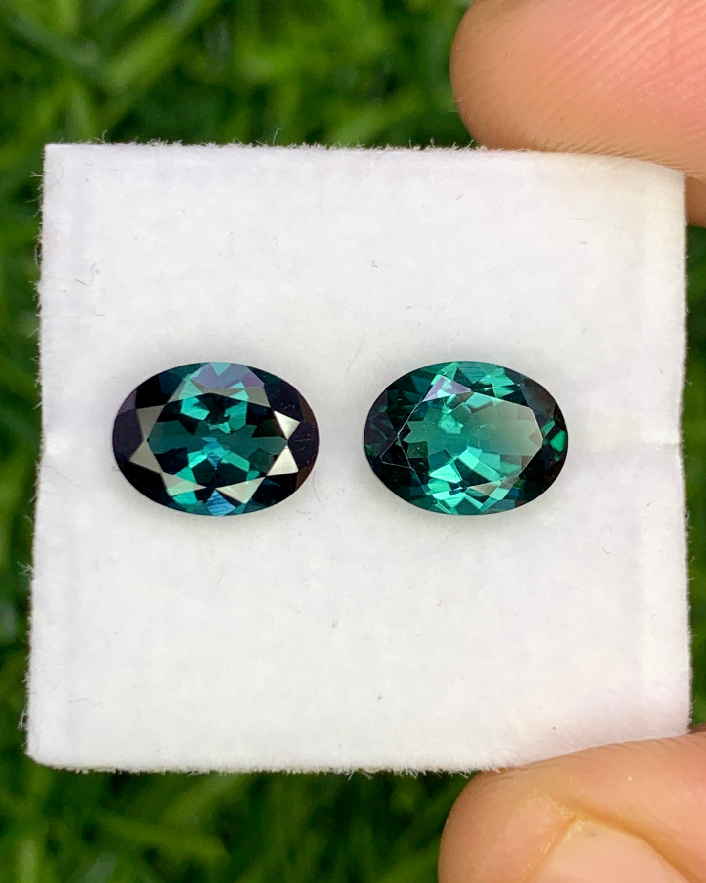 Natural Indicolite Tourmaline Pair 2.36 Carat 8x6 MM Oval Shape Faceted Gemstone Pair