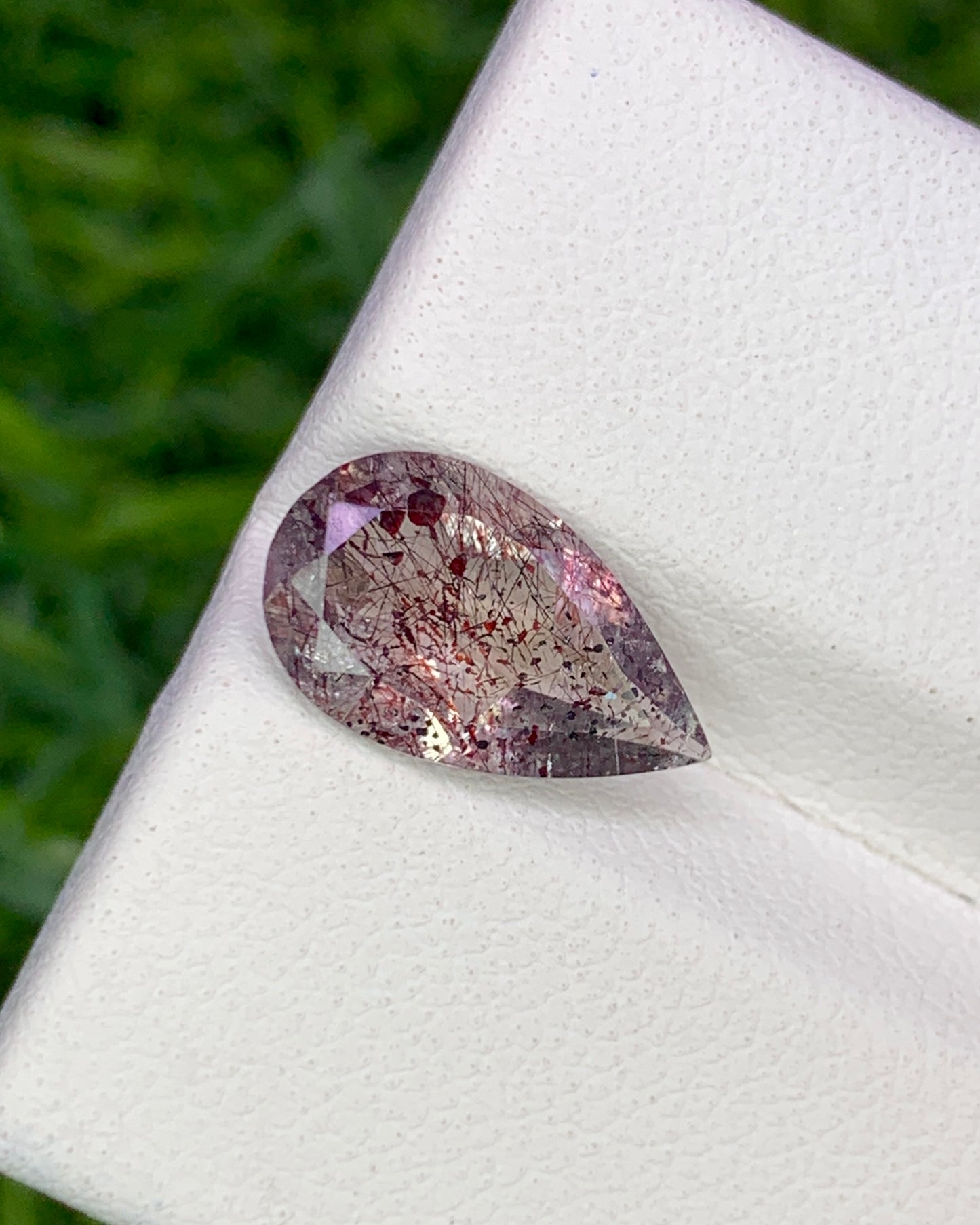 Natural Super Seven 1.75 Carat 11.9x7.1 MM Pear Shape Faceted Gemstone with 7 Crystals Healing Stone Seven Chakra Melody Stone