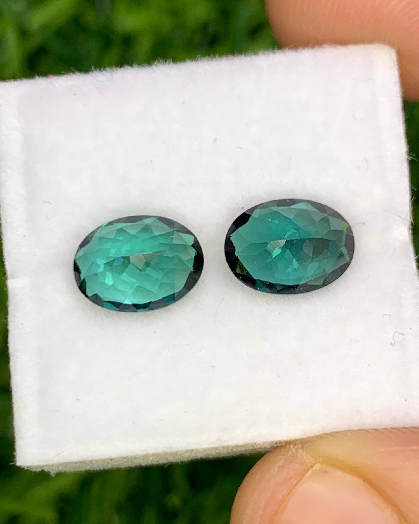 Natural Indicolite Tourmaline Pair 2.36 Carat 8x6 MM Oval Shape Faceted Gemstone Pair