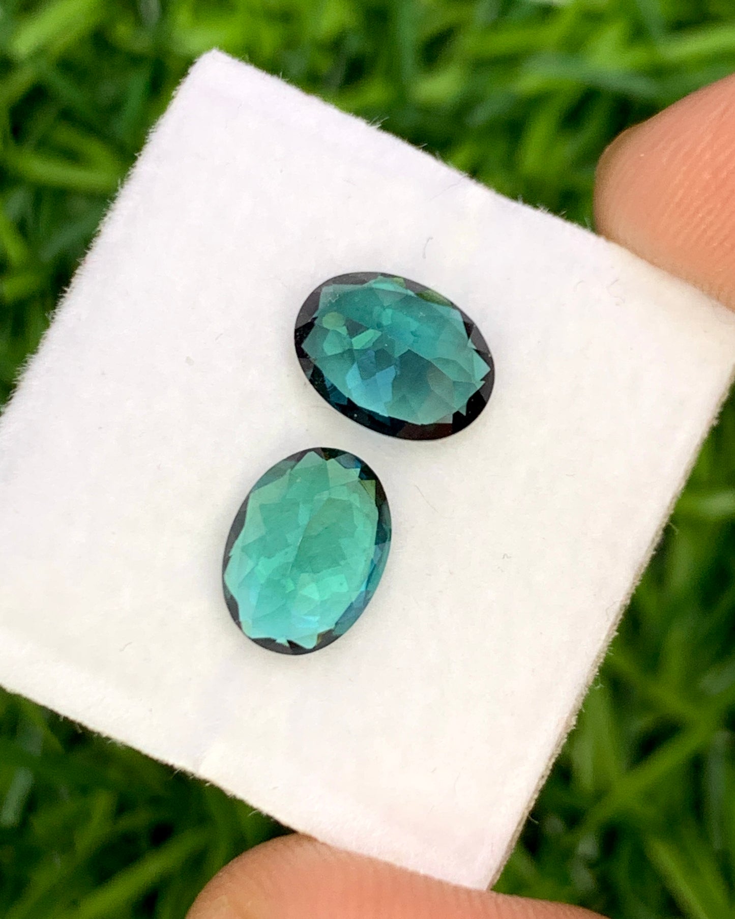 Natural Indicolite Tourmaline Pair 2.36 Carat 8x6 MM Oval Shape Faceted Gemstone Pair