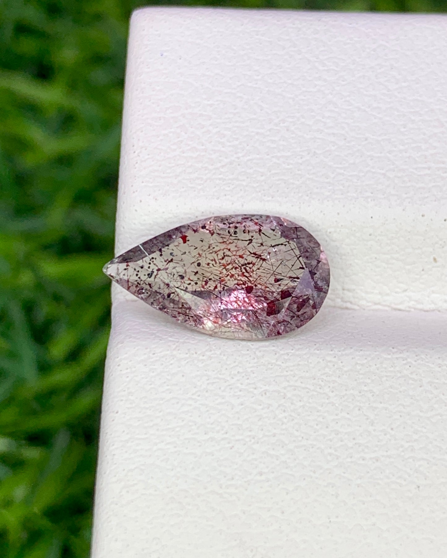 Natural Super Seven 1.75 Carat 11.9x7.1 MM Pear Shape Faceted Gemstone with 7 Crystals Healing Stone Seven Chakra Melody Stone