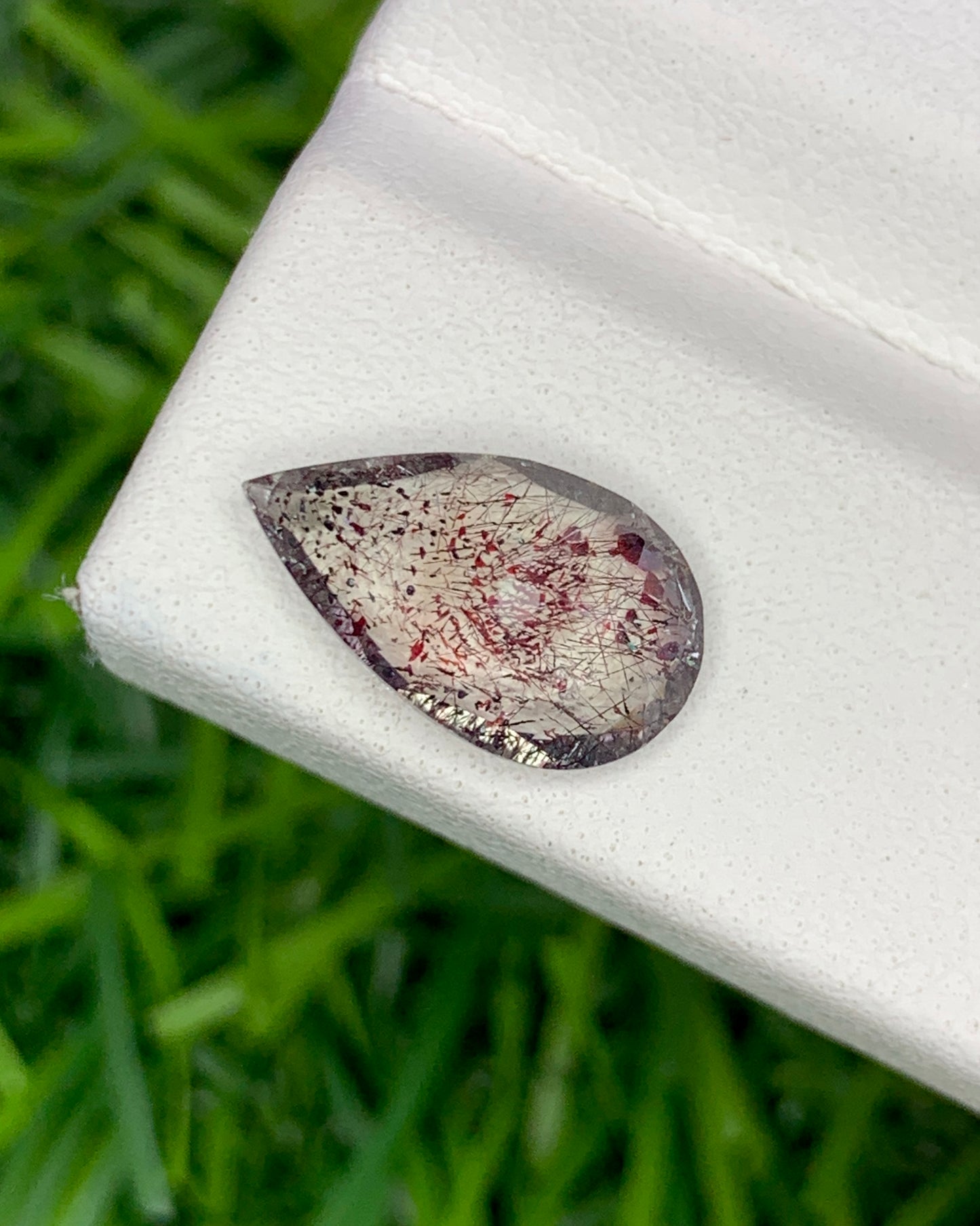 Natural Super Seven 1.75 Carat 11.9x7.1 MM Pear Shape Faceted Gemstone with 7 Crystals Healing Stone Seven Chakra Melody Stone