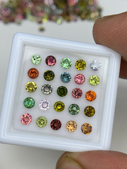 Natural Multi Color Tourmaline Lot 1.5 to 4.00 MM Round Shape Faceted Gemstone Lot
