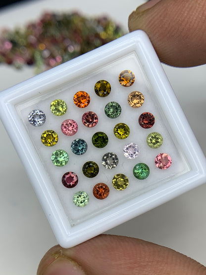 Natural Multi Color Tourmaline Lot 1.5 to 4.00 MM Round Shape Faceted Gemstone Lot