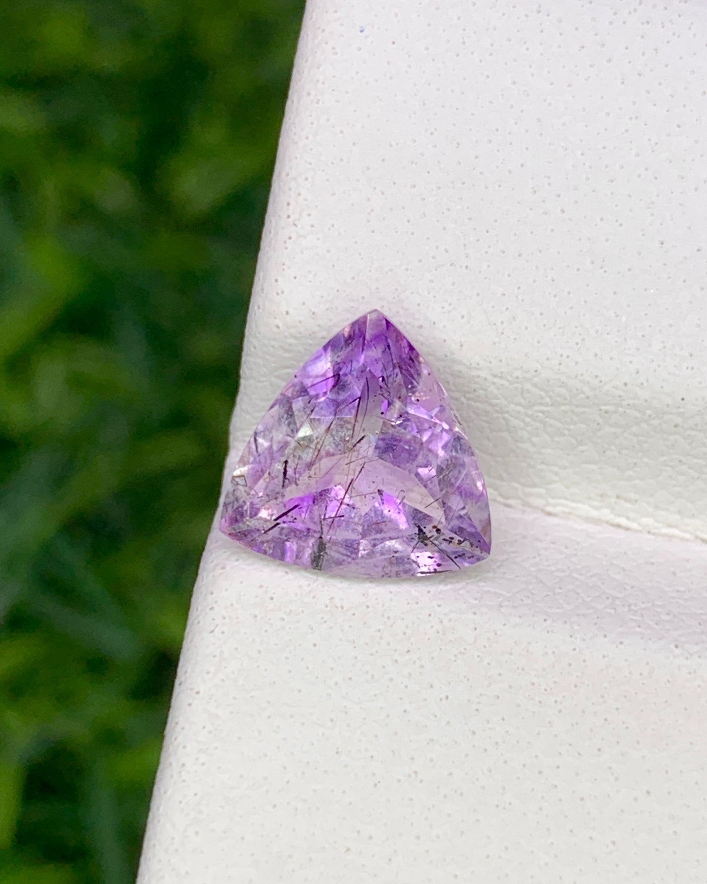 Natural Super Seven 1.48 Carat 8x8 MM Trillion Shape Faceted Gemstone with 7 Crystals Healing Stone Seven Chakra Melody Stone