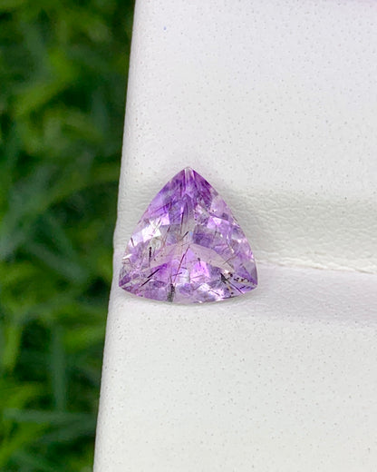 Natural Super Seven 1.48 Carat 8x8 MM Trillion Shape Faceted Gemstone with 7 Crystals Healing Stone Seven Chakra Melody Stone