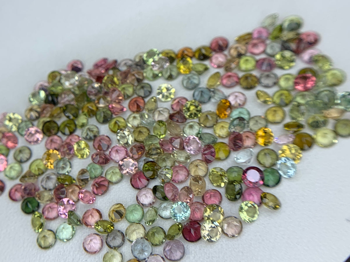 Natural Multi Color Tourmaline Lot 1.5 to 4.00 MM Round Shape Faceted Gemstone Lot