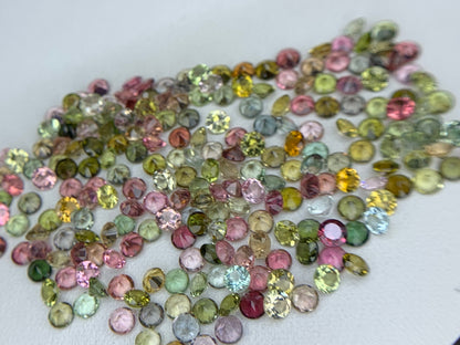 Natural Multi Color Tourmaline Lot 1.5 to 4.00 MM Round Shape Faceted Gemstone Lot