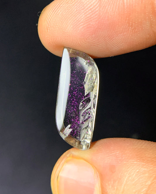 Natural Rare Pink Fire Quartz 7.25 Carat 21x8.3 MM Freeform Shape Covellite Quartz Gemstone from Brazil 