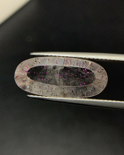 Natural Rare Pink Fire Quartz 8.59 Carat 19.8x8.7 MM Oval Shape Covellite Quartz Gemstone from Brazil