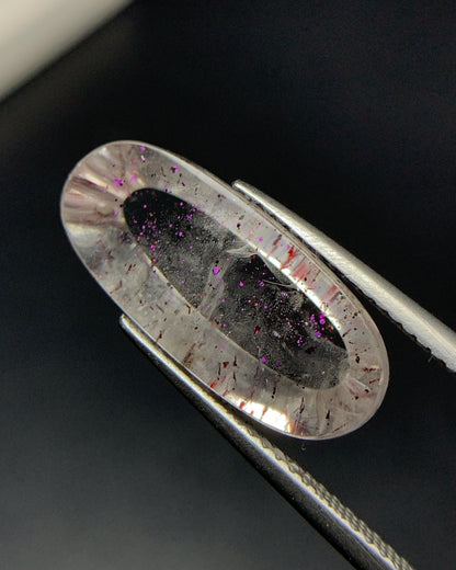 Natural Rare Pink Fire Quartz 8.59 Carat 19.8x8.7 MM Oval Shape Covellite Quartz Gemstone from Brazil