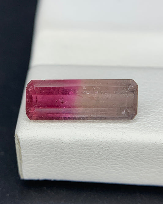 Natural Bi Color Tourmaline 2.00 Carat 12.8x4.7 MM Baguette Shape Faceted Gemstone 
