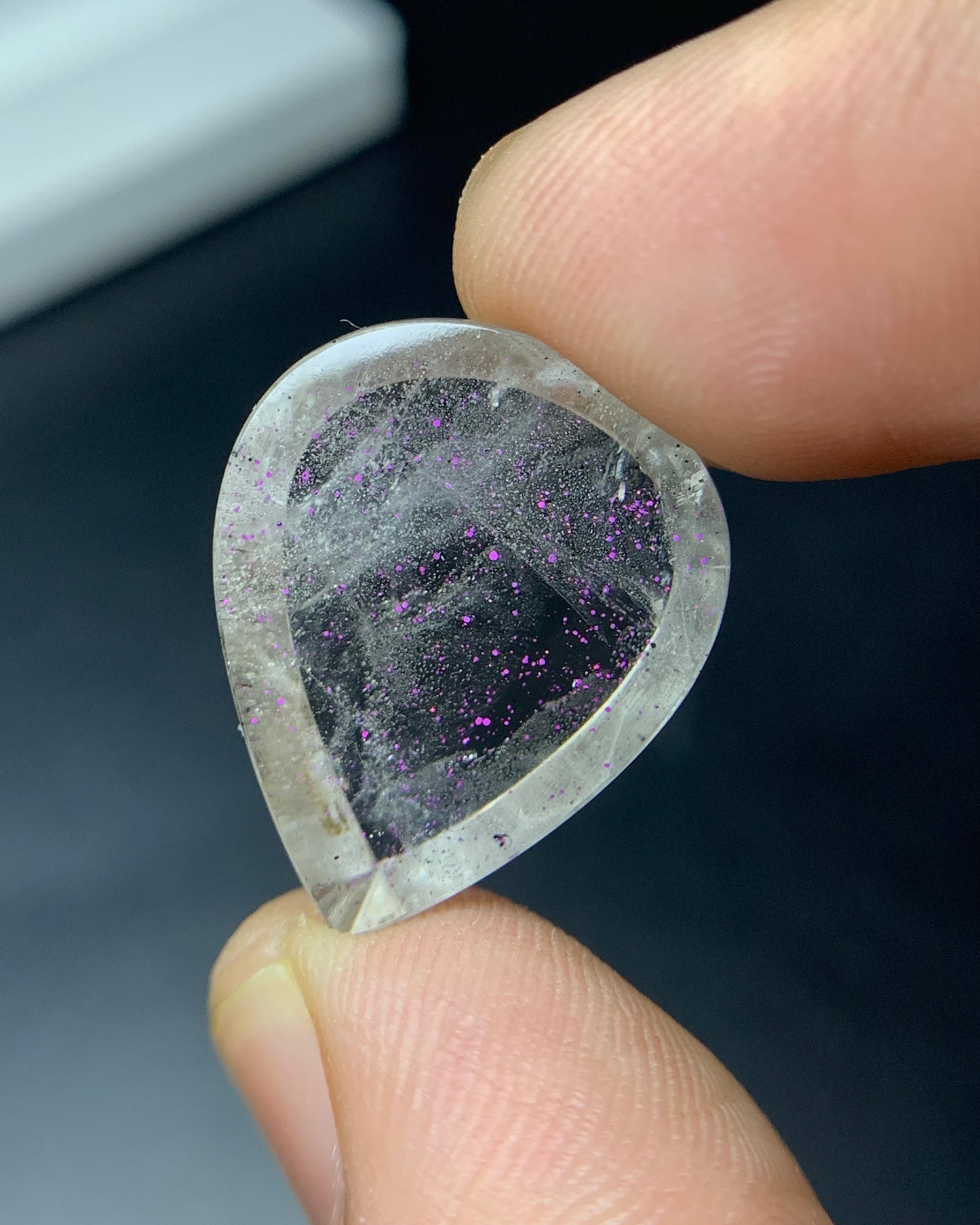 Natural Rare Pink Fire Quartz 15.85 Carat 20.6x17.7x6 MM Heart Shape Covellite Quartz Gemstone from Brazil