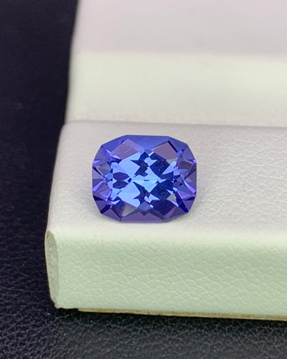 Natural Blue Tanzanite 1.40 Carat 7.4x6.2 MM Fancy Cushion Shape Faceted Gemstone 